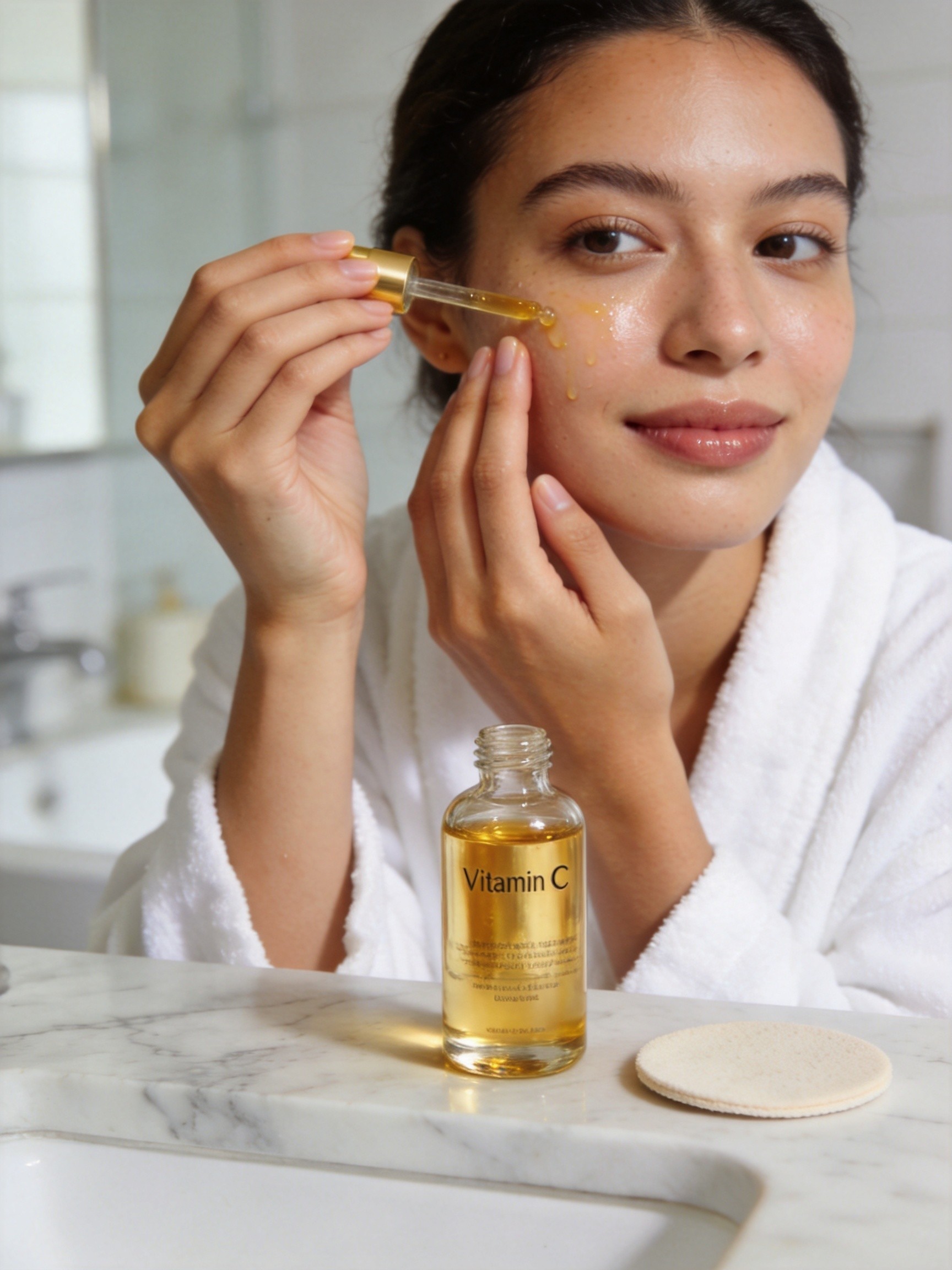 Vitamin C serum application