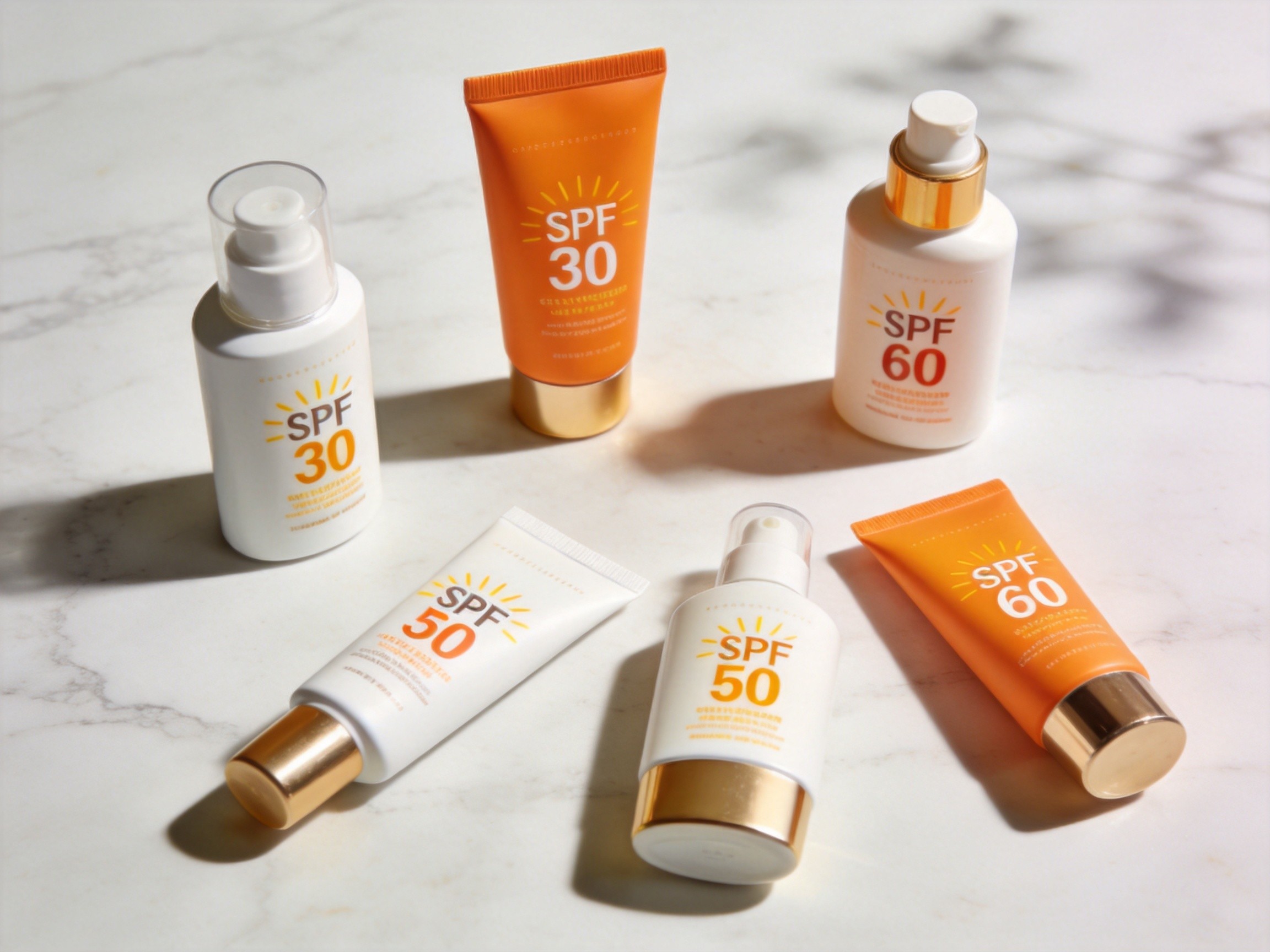 Collection of face sunscreen products