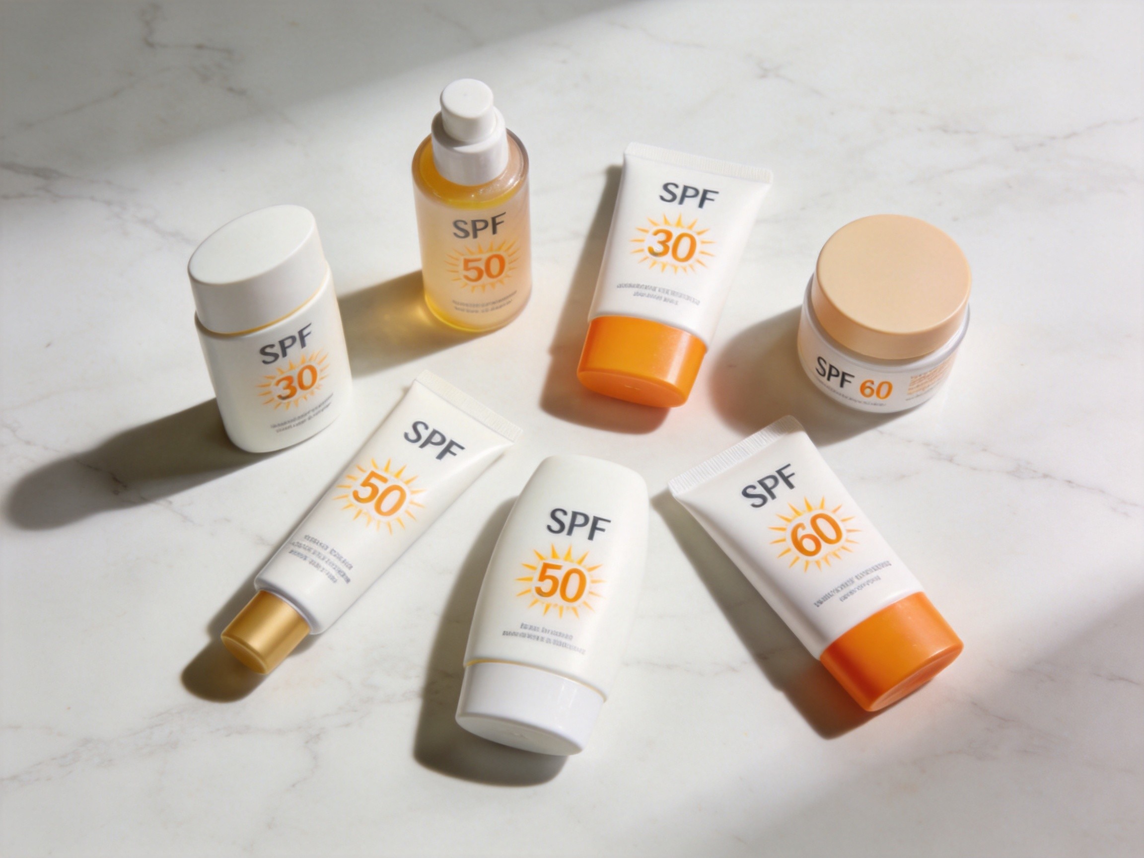 Sunscreen comparison flat lay